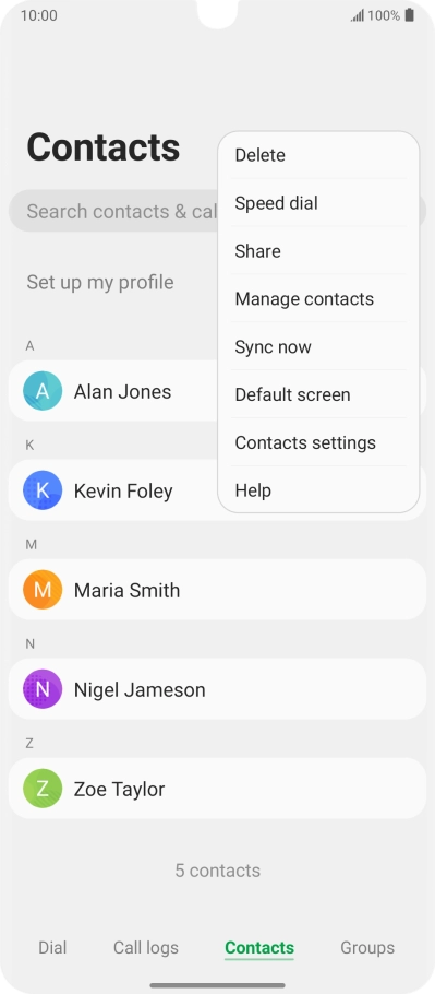 Press Manage contacts.