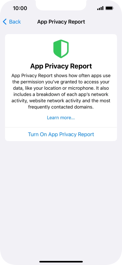 Press Turn On App Privacy Report to turn on the function.