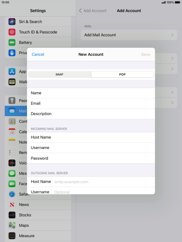 Press Host Name and key in the name of your email provider's outgoing server. Please note that if you can't send email messages when using your email provider's outgoing server, key in smtp.vodafone.net.au (Vodafone's outgoing server).