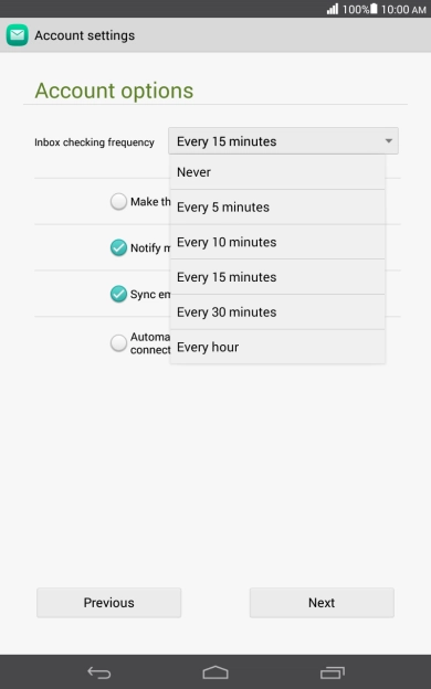 Press the required setting.