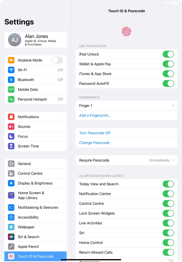 Press the indicators next to the required settings to turn them on or off.