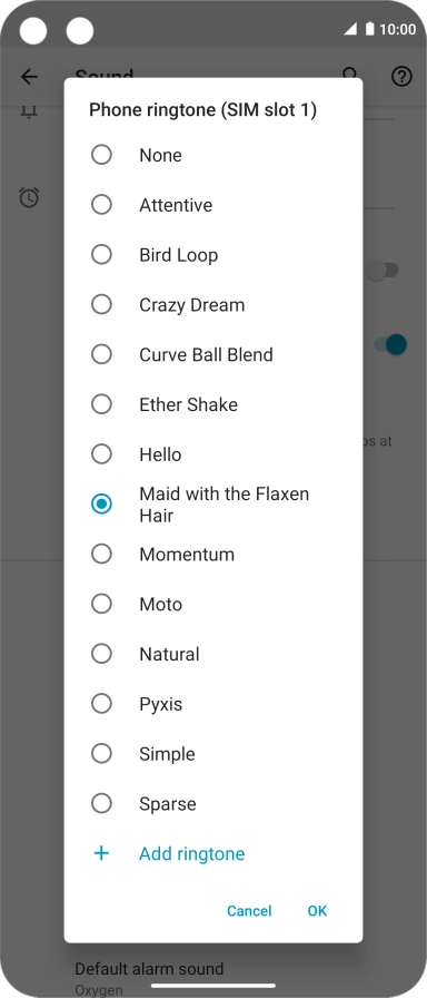 Once you've found a ring tone you like, press OK.