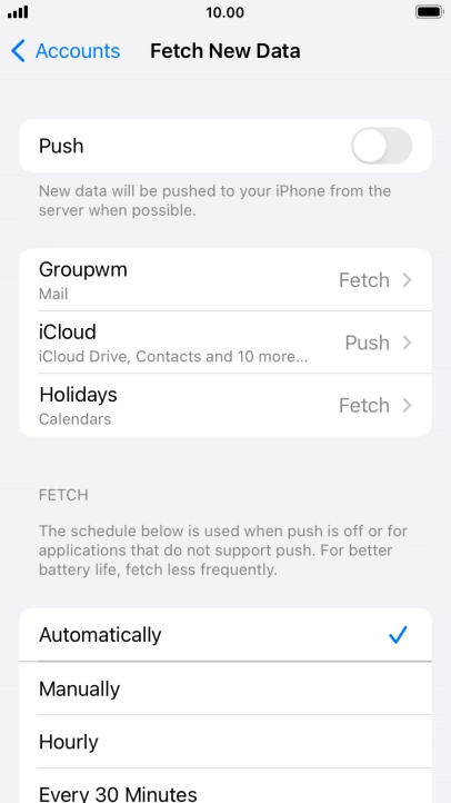 If you turn off the function, press the required setting.