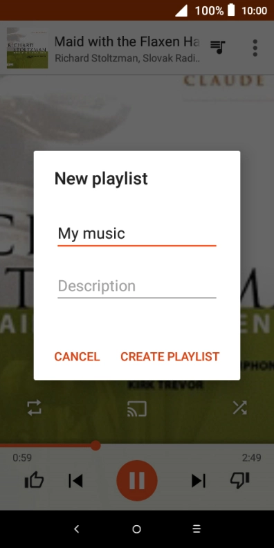Key in a name for the playlist and press CREATE PLAYLIST.
