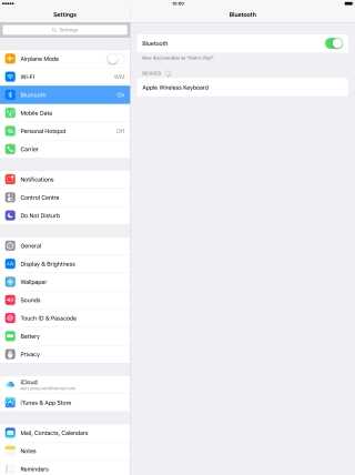 Press the required Bluetooth device and follow the instructions on the screen to pair the device with your tablet.