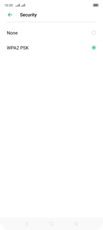 Press WPA2 PSK to password protect your Wi-Fi hotspot.