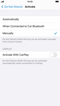 Press the required setting.