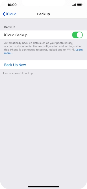 Press Back Up Now and wait while the phone memory is backed up.
