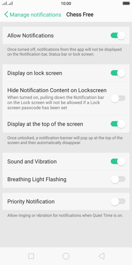 Press the indicator next to 