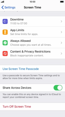Press Use Screen Time Passcode and follow the instructions on the screen to select a Screen Time password.