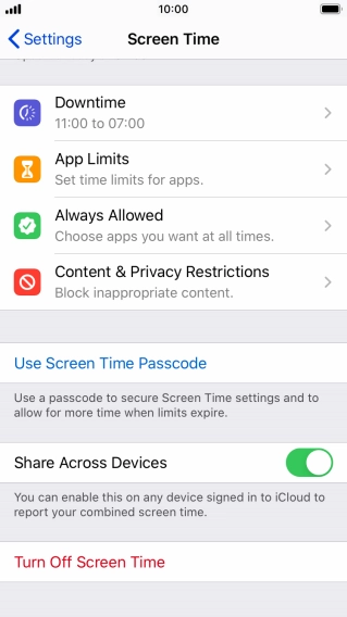 Press Use Screen Time Passcode and follow the instructions on the screen to select a Screen Time password.