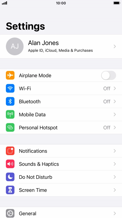 Press your Apple ID.