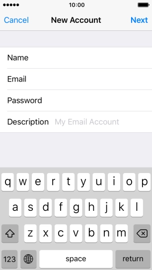Press Description and key in the password for your email account.