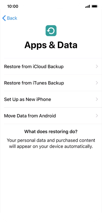 You can transfer content from an Android phone when your phone is activated for the first time and after a factory reset. When this screen is displayed, your phone is ready to transfer content from an Android phone.