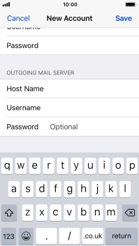 Press Password and key in the password for your email account. Please note that if you're using Vodafone's outgoing server, leave the password field empty.