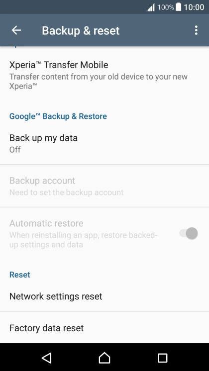 Press Factory data reset.