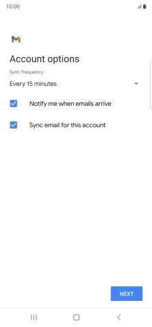 If this screen is displayed, you email account has been recognised and set up automatically. Follow the instructions on the screen to key in more information and finish setting up your phone.