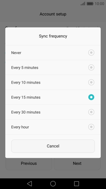 Press the required setting.