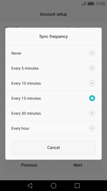 Press the required setting.