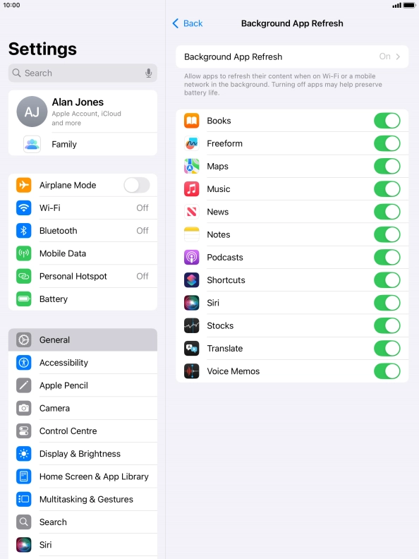 Press Background App Refresh.