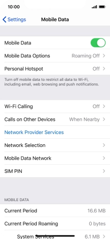 Press Mobile Data Options.