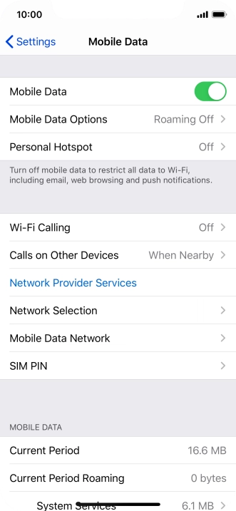 Press Mobile Data Options.