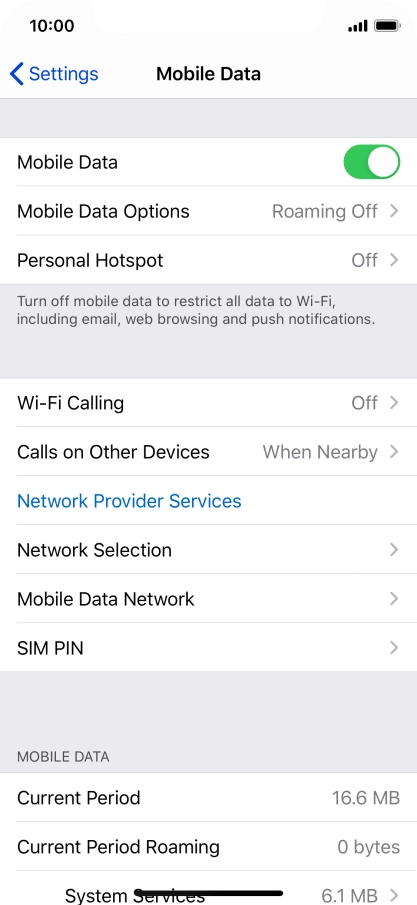 Press Mobile Data Options.