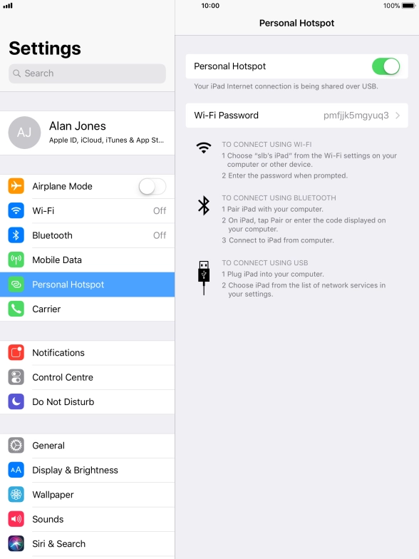 Press Wi-Fi Password and key in the required password.