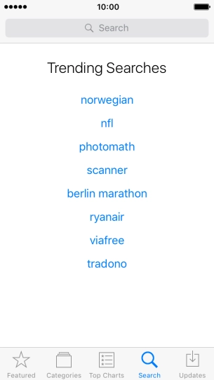Press the search field and key in the name or subject of the required app.