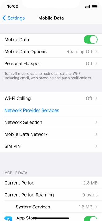 Press Mobile Data Options.