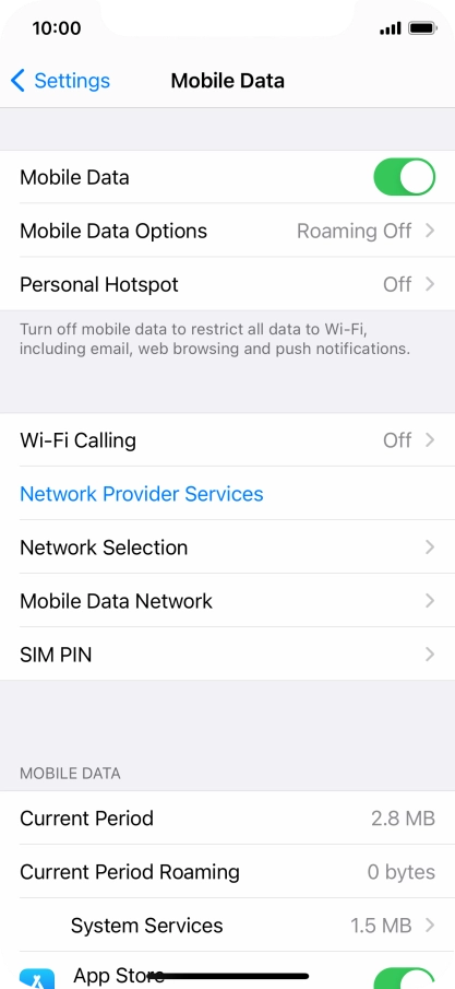 Press Mobile Data Options.