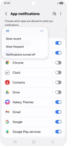 Press the required setting.