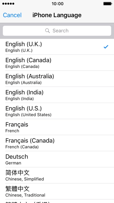 Press the required language.