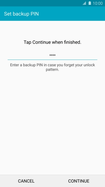 Key in a four-digit PIN and press CONTINUE.