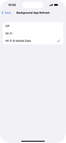 To turn off background refresh of apps, press Off.