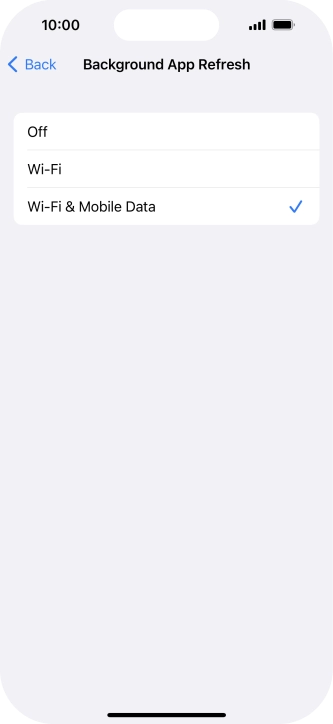 To turn off background refresh of apps, press Off.
