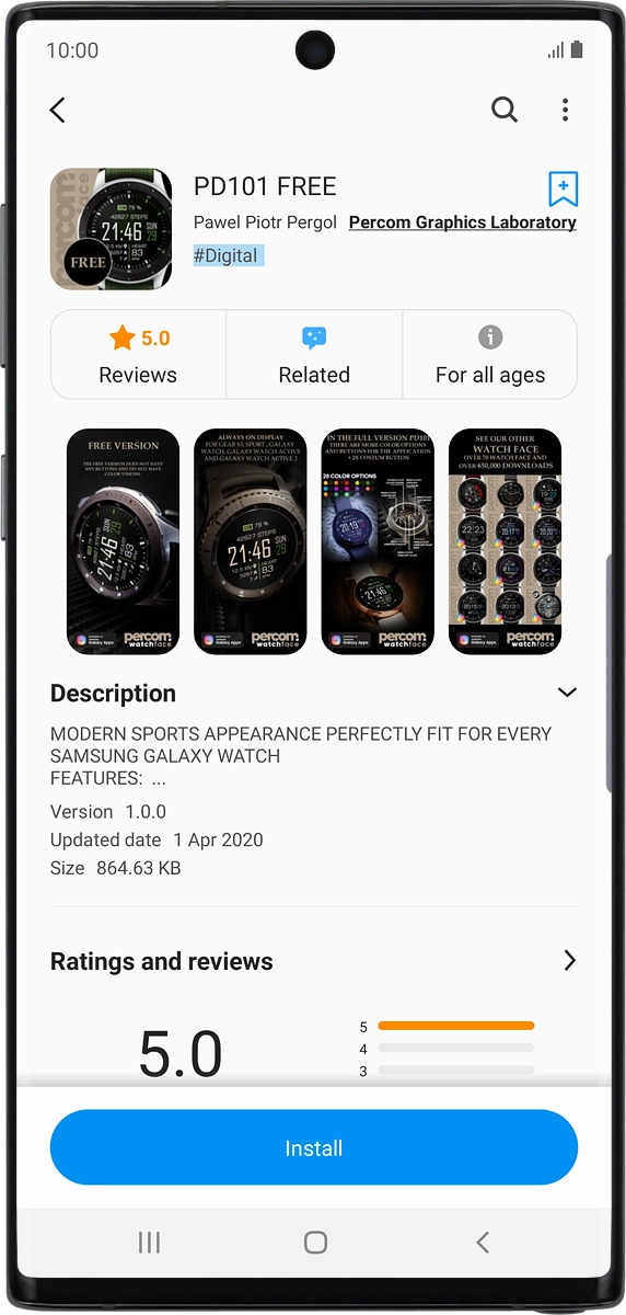 On your phone: Press Install and follow the instructions on the screen to install the app.