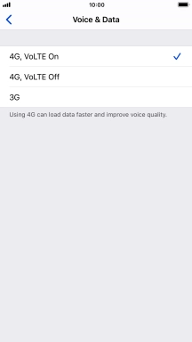 To use 4G for both voice calls and mobile data, press 4G, VoLTE On.