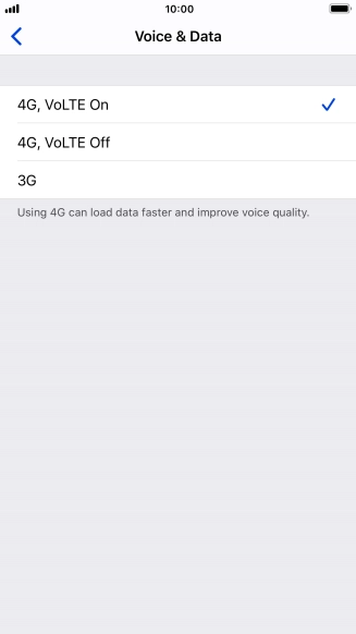 To use 4G for both voice calls and mobile data, press 4G, VoLTE On.