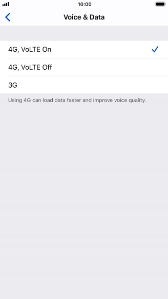 To use 4G for both voice calls and mobile data, press 4G, VoLTE On.