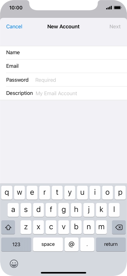 Press Password and key in the password for your email account.