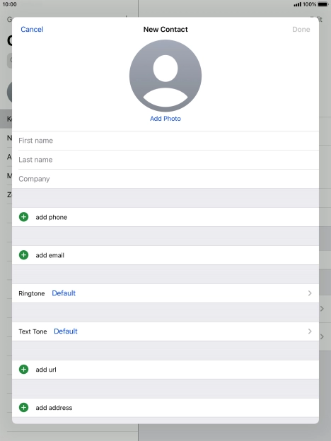 Press First name and key in the first name.
