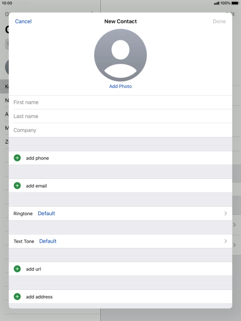 Press First name and key in the first name.