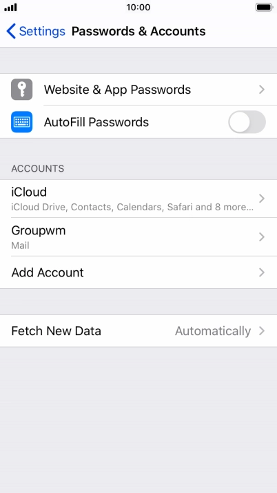 Press the name of the email account you've just set up.