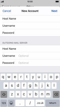 Press Username and key in the username for your email account. Please note that if you're using Vodafone's outgoing server, leave the username field empty.