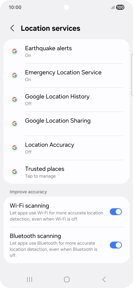 Press Location Accuracy.
