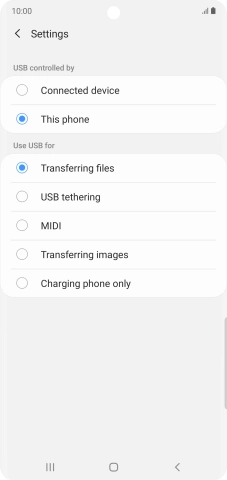 Press Transferring files to turn on the function.