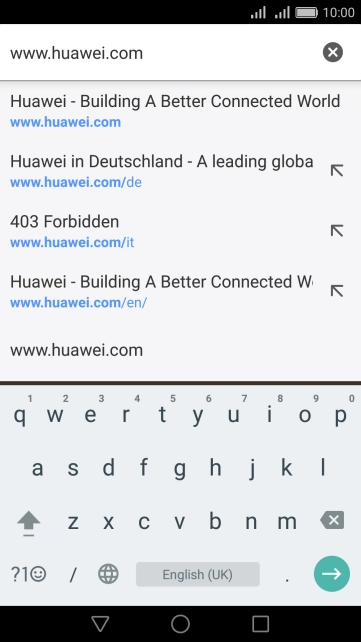 Key in the address of the required web page and press arrow right.