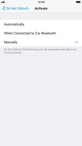 Press the required setting.