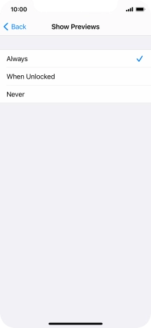 To select notification preview on the lock screen, press Always.